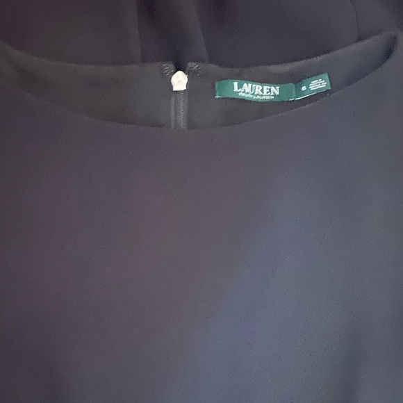 LAUREN by Ralph Lauren black cocktail dress flutter sleeves - Picture 4 of 6